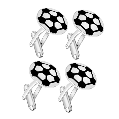 POPETPOP 4 Stück Teiliges Runde Fußball Manschettenknöpfe Herren Business Hemd Schmuck Hochzeit Party Stilvolle Ansteckhilfe für Formelle Anlässe von POPETPOP