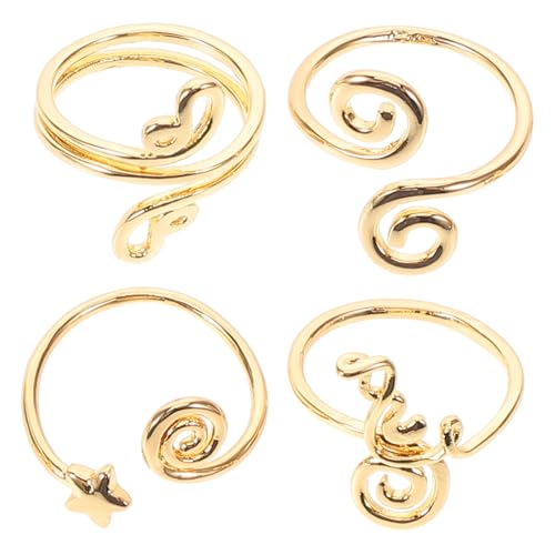 POPETPOP 4 Stück Teiliges Verstellbares Zehenring Set für Damen mit Schimmernden Zirkonia Offenes Design Goldfarben für Sommer Strandbesuche und Fußschmuck Auswahl von POPETPOP