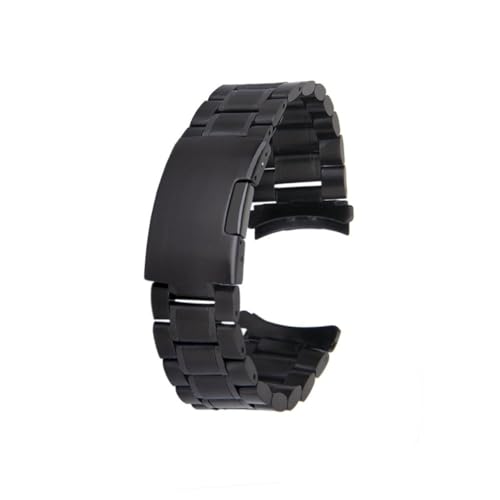 POPETPOP 4 Stück Uhrenarmband Gebogene Enden Glieder Mit Federstegen Klappverschluss Push Button Schwarz Stärke von POPETPOP