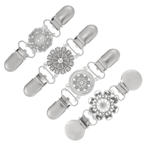 POPETPOP 4 Stück Vintage Strickjacken Clips Damen Pullover Cinch Clips Schalspangen Retro Kleidung Schmuck für Hochzeit Party Alltag von POPETPOP