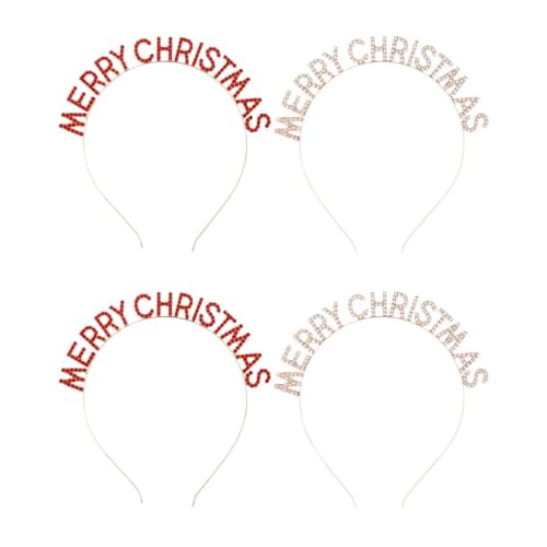 POPETPOP 4 Stück Weihnachtsstirnband Prinzessin Stirnbänder Weihnachtsfeier Kopfschmuck Glitzernde Stirnbänder Weihnachtsstirnbänder Für Frauen Haarschmuck Kind Schal Weihnachten Legierung von POPETPOP