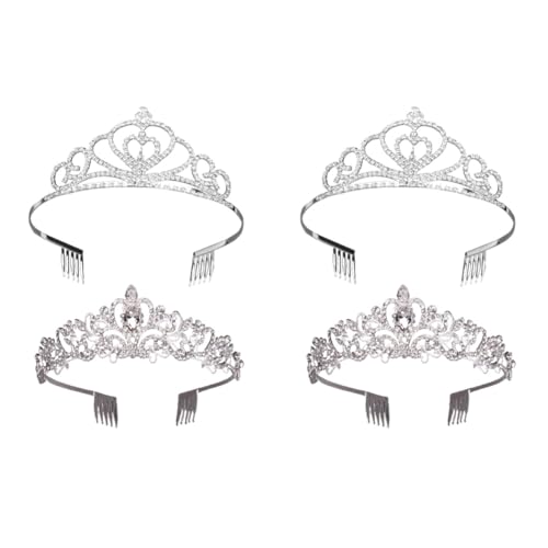 POPETPOP 4 Stück Haarkamm mit Strass bandana stirnband Haarband aus Metall Diamant-Stirnband Strass-Stirnband kopfschmuck Tiara Haarkrone aus Strass Strass-Krone Hochzeit Kopfbedeckung von POPETPOP