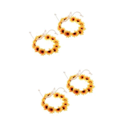 POPETPOP 4 gelbes Stirnband sonnenblumen haarschmuck Make-up-Stirnband Haarkranz Haarschmuck für Damen modische Stirnbänder Stirnbandschleife kinder haarband Hochzeit von POPETPOP