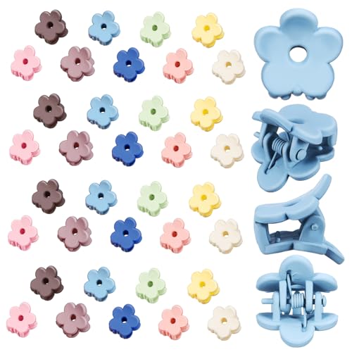 POPETPOP 40 Stück Teiliges Mini Haarspangen Bunte Kleine Blumen Haarklammern Niedliche Haarschmuck Clips für Frauen und Mädchen Vielseitig Tragbar für Alltag Party und Zufällige Farbe von POPETPOP