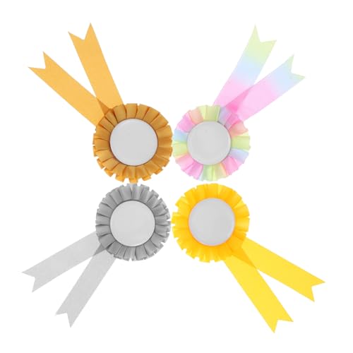POPETPOP 4stücke Bunte Rosetten-auszeichnung Bänder Auszeichnung-ribbon Für Wettbewerbe Feste Und Partys Energisches Design in Orange Gold Silber Und Orange von POPETPOP