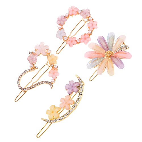 POPETPOP 4stücke Blumen Haarnadeln Dekorative Blume Haar Clips Glitzer Metall Haarspangen Für Frauen von POPETPOP