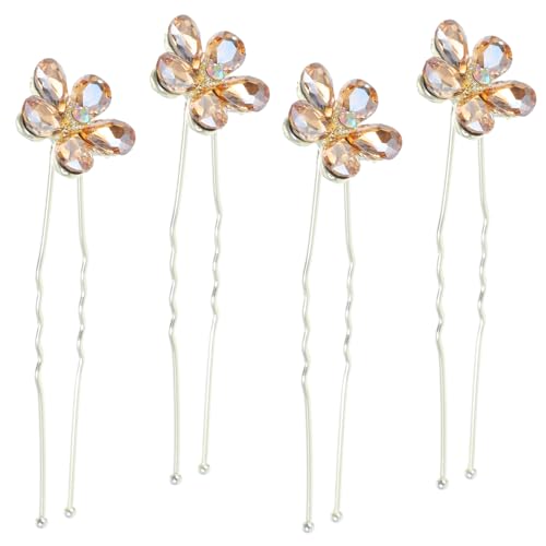 POPETPOP 4stücke U-förmige Haarnadeln Mit Strass Für Hochzeit Blume Haarnadeln Braut Haarschmuck Für Frauen Filigranes Design Dekorativ Und Einzigartig von POPETPOP