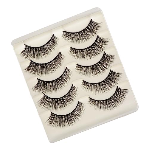 POPETPOP 5 Paare Natürliche Wimpern Set Wispy Natürlichen Wimpern Gefälschte Wimpern Für Frauen Katze Auge Wimpern Dicke Wimpern Gefälschte Wimpern Für Mädchen Künstlich Falsche Wimpern 3d von POPETPOP