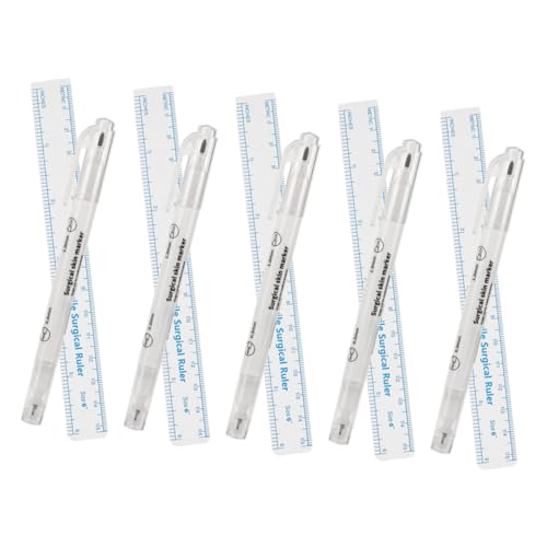 POPETPOP 5 Sätze Teiliges Augenbrauen Tattoo Markierungsset mit Blauem Doppelkopf Spitze und Spitze Papier Augenbrauenlineal Multifunktionale Hautmarkierungsstifte für Präzise von POPETPOP