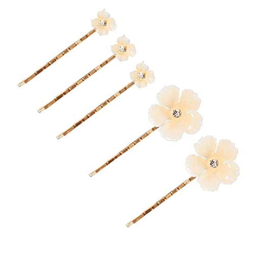 POPETPOP 5st Braut Haarspange Blumenhaarnadeln Mädchen Hochzeit Bobby Pins Blumenhaarnadeln Für Frauen Haarnadel Mit Strass Weiß Zinklegierung Brautjungfer Blumenclip Strasssteine von POPETPOP