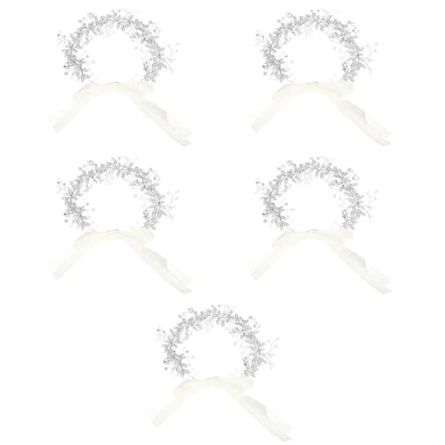 POPETPOP 5st Perle Und Diamant-stirnband Hochzeit Blumenmädchen-kopfschmuck Kinderhaarschmuck Für Mädchen Perlenstirnbänder Perlenstirnband Legierung Strasssteine Braut Schmücken von POPETPOP