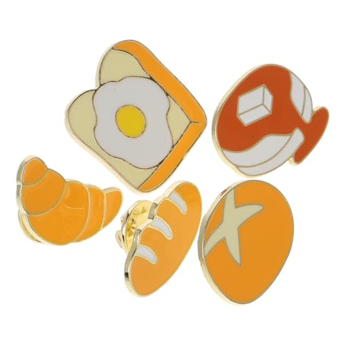 POPETPOP 5 Stück Teiliges Set Niedliche Cartoon Brot Emaille Broschen Leichte Anstecknadeln mit Croissant und Sandwich Motiven Lustige Pins für Rucksäcke Jacken Taschen Accessoires von POPETPOP