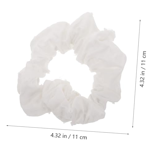 POPETPOP 5 Stück Weiße Baumwoll Haargummis mit Blumenmuster Hohe Elastizität Starker Vielseitige Damen Haarbänder für Sicheren Sitz und Modischen Look für Alltag und Besondere Anlässe von POPETPOP