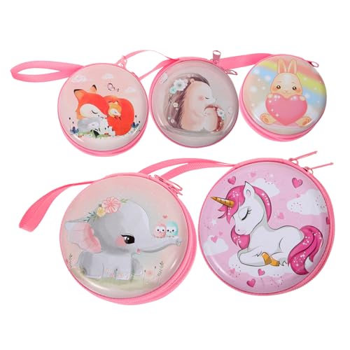 POPETPOP 5 Stück kleine Geldbörse runder Geldbeutel geldbörse Cartoon-Geldbörsen hängende Geldbörsendekoration runde Wickeltasche Kopfhörer Fall Eisenblech von POPETPOP