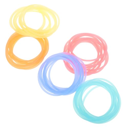 POPETPOP 50 Stück Teiliges Leuchtende Silikonarmbänder und Elastische Haarbänder für Flexible Gummibänder mit Hoher Elastizität Komfortabel und Vielseitig für Outdoor Spiele Partys und von POPETPOP