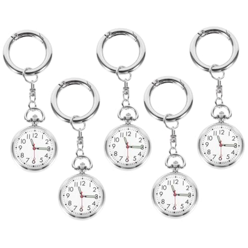POPETPOP Krankenschwesteruhr Schlüsselanhänger 5 Stück Edelstahl Taschenuhr Tragbare Pflegeuhr Für Damen Und Herren Mit Clip Für Medizinisches Personal von POPETPOP
