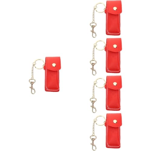 POPETPOP 5st Lippenstift-Set Schlüsselanhänger Lippenstift Tasche Halter Für Lipgloss Halter Schlüsselanhänger Geldbörse Schlüsselanhänger Ständer Tragbar Aufbewahrungskiste Reisen Pu-Leder von POPETPOP