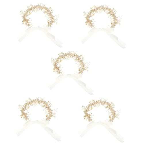 POPETPOP 5st Perle Und Diamant-stirnband Blumenmädchen Perlen-strass-stirnband Mädchen Schmuck Goldene Haaraccessoires Kinderhaarschmuck Für Mädchen Braut Ranke Legierung Hochzeit von POPETPOP