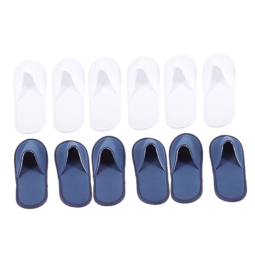 POPETPOP 6 Paare Einweg Hotel Hausschuhe Leicht und Tragbar Rutschfeste Spa Gäste Pantoffeln für Damen und Herren Atmungsaktive Reise Slipper für Salon Camping und Übernachtung von POPETPOP
