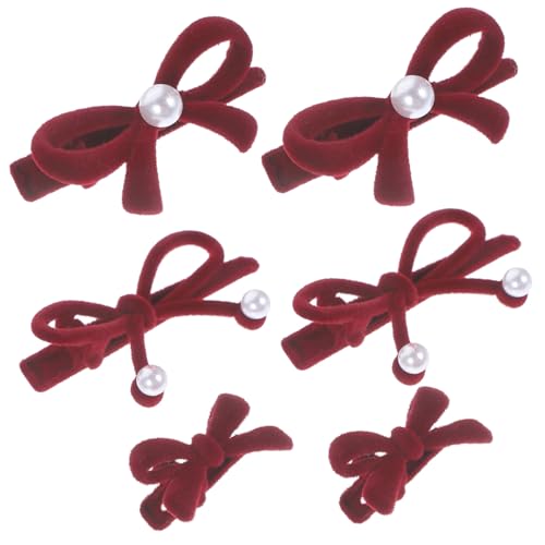 POPETPOP 6 Stck Haarklammern Damen mit Perlen und Schleifenmotiv Leichte Haarclips für Alltag und Fest Sicherer Ziehen Modischer Haarschmuck für Frauen und Mädchen von POPETPOP