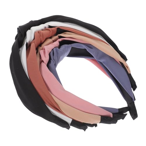 POPETPOP 6 Stck Teiliges Damen Knot Stirnband Breit Geknotete Haarbänder in Farben Modisch Gedrehte Haarreifen Atmungsaktive Dekorative Kopfbedeckung für Alltag und Party von POPETPOP
