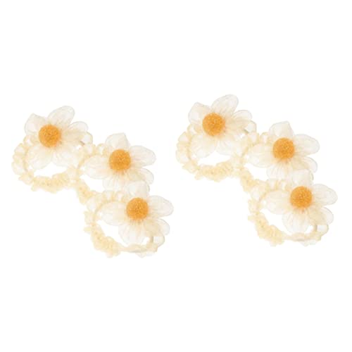 POPETPOP 6 Stk Haarring Haarbänder Für Frauen Blumen-scrunchie Haargummis Mit Blumen Pferdeschwanzhalter Aus Seide Große Haargummis Tüll Haargummis Mädchen Gittergewebe Lockig Kopfbedeckung von POPETPOP