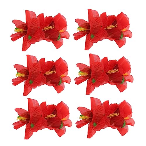 POPETPOP 6st Haarbedarf Blumenhaarspangen Für Frauen Hawaiianische Leis Hochzeitskopfschmuck Für Die Braut Hawaiianische Blumen Haarspangen Fräulein Blumenkopfschmuck Hibiskus von POPETPOP