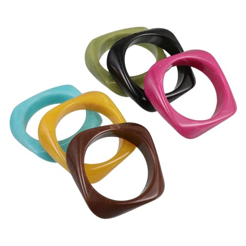 POPETPOP 6stücke Armreif Aus Kunststoff Für Damen Retro-armreifen Geometrisches Armband Mit Klaren Formen Unifarbenes Armband Vielseitiger Schmuck Für Alltags Und Festivaleinsatz von POPETPOP