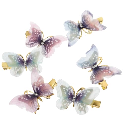 POPETPOP 6 Stück Teiliges Bunter Schmetterlings Haarspangen für Mädchen und Damen Bewegliche Haarklammern aus Haarschonendem Material Geeignet für Hanfu Prinzessinnenkleider und von POPETPOP