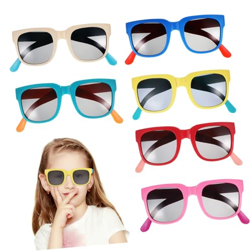 POPETPOP 6 Stück Teiliges Faltbare Sonnenbrillen UV Schutz Leichter PC Rahmen Bunte Farben Robust und für Strand Pool und Kindergeburtstag Partygeschenke Jungen Mädchen von POPETPOP