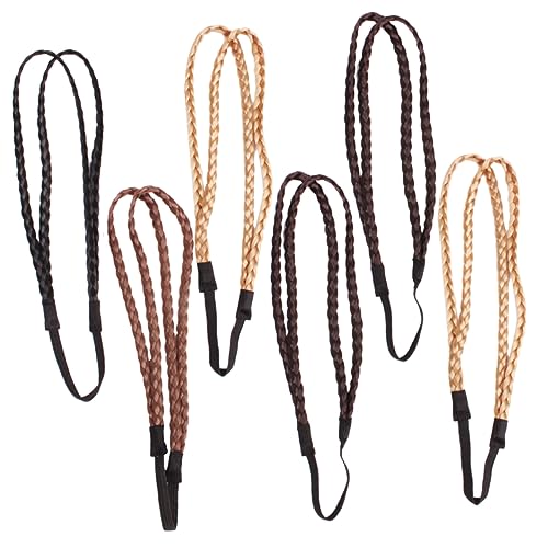 POPETPOP 6 Stück Teiliges Geflochtenes Stirnband Damen Haarreifen Doppellagig Modisch Elastisch für Mädchen und Frauen Dekoratives Haarband in Zufälligen Farben Langlebig Zufällige Farbe von POPETPOP