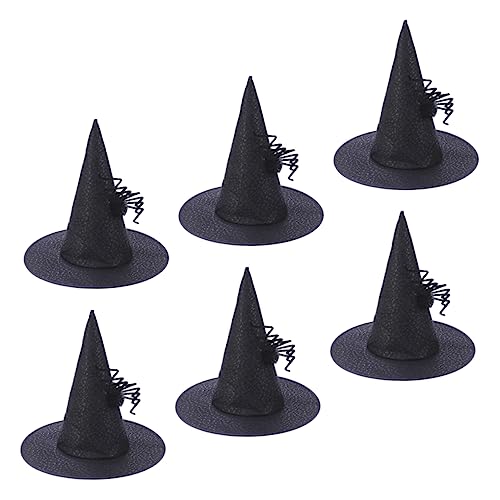 POPETPOP 6 Stück Teiliges Hexenhut aus Stoff Dekorative Halloween Party Hüte mit Großer Spinne Verstellbar Festliche Kostümrequisite für Bühnenauftritte und Cosplay von POPETPOP