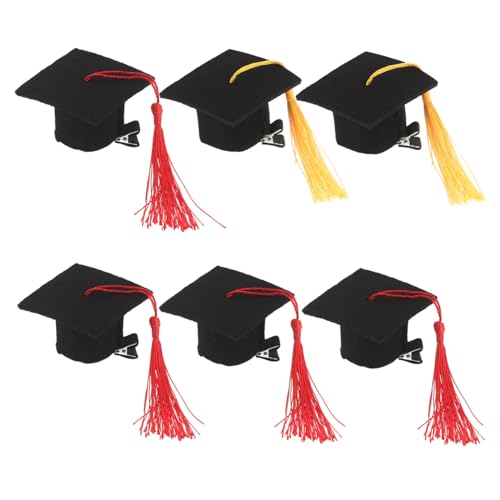POPETPOP 6 Stück Teiliges Mini Doktorhut Haarspangen aus Robustem Stoff und Legierung Langlebige und Haarschonende Abschluss Party Accessoires für Abschlussfeier und Fotokabine von POPETPOP