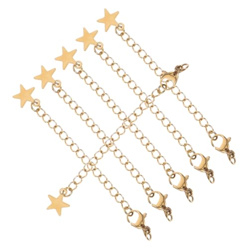 POPETPOP 6 Stück Teiliges Schmuckverlängerungsset Verlängerungsketten mit Karabinerverschluss Verstellbar für Armband Halskette DIY Schmuckherstellung Goldfarbene Stern Designs von POPETPOP