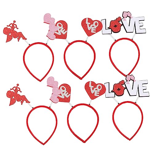 POPETPOP 6 Stück Valentinstag-Foto-Requisiten Rotes Herz-Stirnband Herz-Stirnband Große Kinder-Haar-Accessoires Zarte Valentinstag-Haarreifen Kunststoff-Dekorationsartikel Für Kinder von POPETPOP