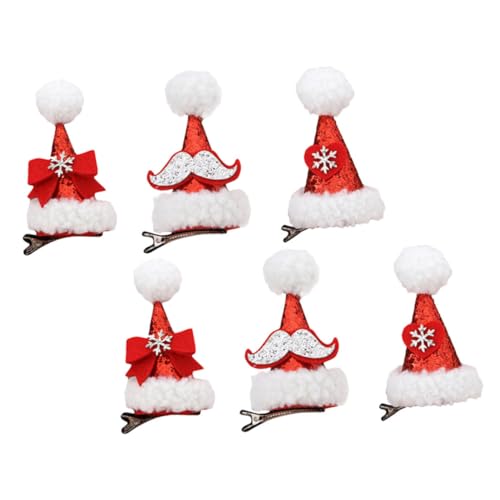 POPETPOP 6st Weihnachtskarte Weihnachtshaarspangen Weihnachtsmütze Haarnadeln Paillettenhüte Für Frauen Weihnachtsmann Haarspangen Weihnachtshaarschleifen Kind Flanell Mini Haarschmuck von POPETPOP