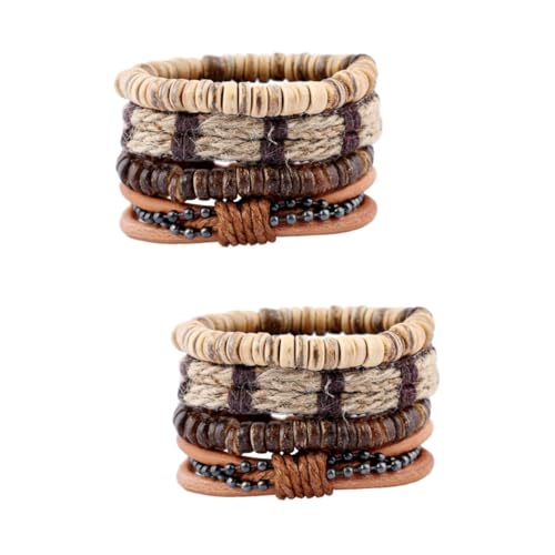 POPETPOP 8 Stk Armband Haargummis Rindsleder Dekor Haarschmuck Haarbänder Armbänder Handgelenkschmuck für Männer Kokosnussschale schmücken Geschenk Stirnband Mann von POPETPOP