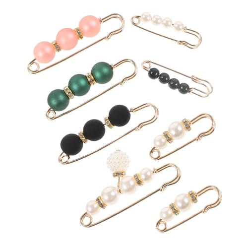POPETPOP 8 Stück Broschen mit Künstlichen Perlen Modische Hüft und Taillen Pins zum Enger Machen von Hosenbund und Kleidern Vielseitige Schmucknadeln für Strickjacken und Kleidung Vintage von POPETPOP