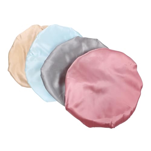 POPETPOP 8 Stk Duschhaube Badehauben für Erwachsene rosa Mütze Haubenkappe aus Satin Schwimmkappe schöne Badekappen verdickte Badehauben Doppelschicht Schwimmhaube Shampoo-Kappe Damen PVC von POPETPOP