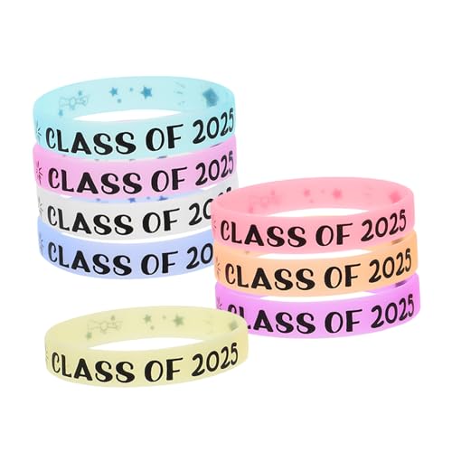 POPETPOP 8 Stück Teiliges Leuchtende Silikon Armbänder zur Graduation Langlebige Erinnerung für Schüler und Lehrer Praktische Partyaccessoires für Abschlussfeiern und Teamzusammenhalt von POPETPOP