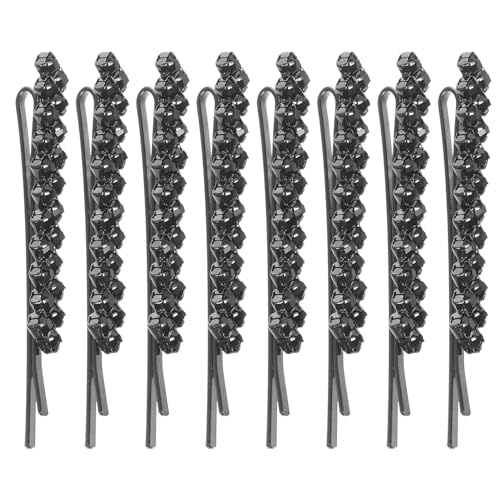 POPETPOP 8st Strass-clip Glitzernde Haarspange Glänzende Bobby-clips Haarspange Bobby Pin Haarnadel Aus Schwarzem Kristall Bobby Für Frauen Dicht Braut Schwarzer Kristall Legierung von POPETPOP