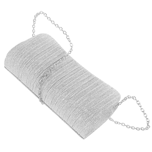 POPETPOP Abendtasche Silber mit Glitzereffekt Falten Design Vielseitige Clutch Handtasche für Damen Hochzeit Party Schulter und Crossbody Bag mit Mittlerer Kapazität von POPETPOP