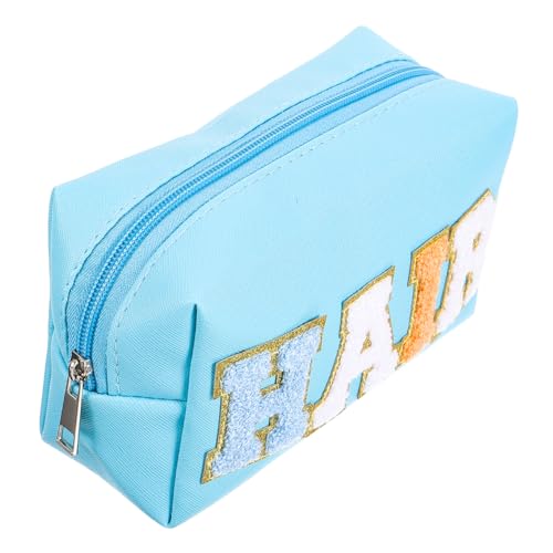 POPETPOP Alphabet-Kosmetiktasche Kleine Schminktasche Kosmetiktaschen-Organizer Reißverschlusstaschen Für Die Handtasche Große Kosmetiktasche Haartasche Mit Patches Hohe Kapazität Pu von POPETPOP