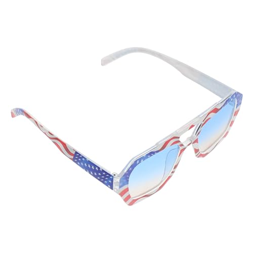 POPETPOP Amerikanische Flagge Sonnenbrille mit Doppelsteg Unregelmäßige Stern Streifen Quadratischer Rahmen Stabile Bequeme Kunststoffbrille für Feier und Partyaccessoire POPETPOP Amerikanische Flagge Sonnenbrille mit Doppelsteg Unregelmäßige Stern Streifen Quadratischer Rahmen Stabile Bequeme Kunststoffbrille für Feier und Partyaccessoire von POPETPOP