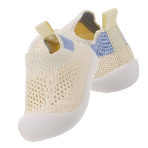 POPETPOP Atmungsaktive Babyschuhe mit Weicher Sohle Slip Lauflernschuhe für Jungen und Mädchen Leichtes Mesh Material rutschfest für Frühling und Herbst Innenlänge Beige von POPETPOP
