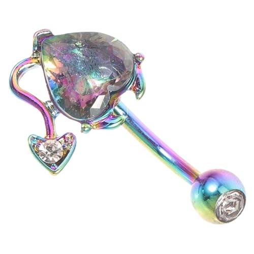 POPETPOP Bauchnabelpiercing Damen Herz Zirkonia Nabelring Dangle Edelstahl Chirurgenstahl Langlebig Modisch für Mädchen und Frauen von POPETPOP