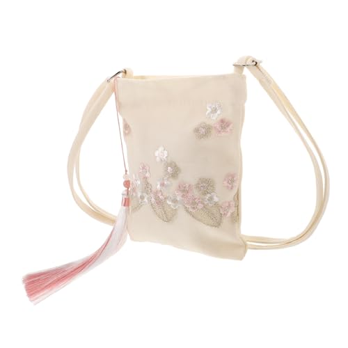 POPETPOP Bestickte Damen Umhängetasche aus Leichtem Canvas mit Floralem Muster Große Kapazität Vielseitig Tragbar als Schulter und Handtasche Modische Tote Bag in Rosa für Alltag und von POPETPOP