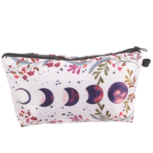 POPETPOP Mondphasen-Blumen-Kosmetiktasche Kosmetiktaschen-Organizer Damenhandtasche Kleinigkeiten-Organizer-Tasche Tragbarer Make-up-Koffer Lippenstiftbeutel Lagerung Polyester Die Faulen von POPETPOP