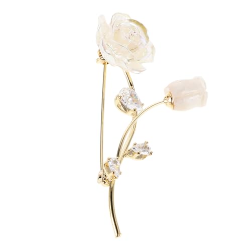POPETPOP Blumenbrosche Pin Zirkon Kristall Rose Brosche Revers Pins Hochzeit Party Geburtstag Tanz Bankett Kleid Anzug Kleidung Hut Tasche Zubehör Schmuck von POPETPOP