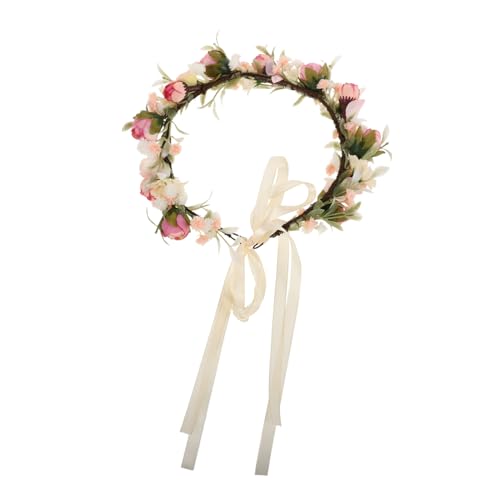 POPETPOP Blumenkranz Stirnband mit Realistischer Rosen Braut Haarschmuck für Hochzeit Boho Blumenkopfband für Damen und Brautjungfern und Sicher Vielseitig Kombinierbar von POPETPOP